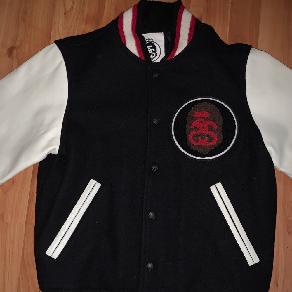 BAPE X STUSSY LETTER MAN JACKET